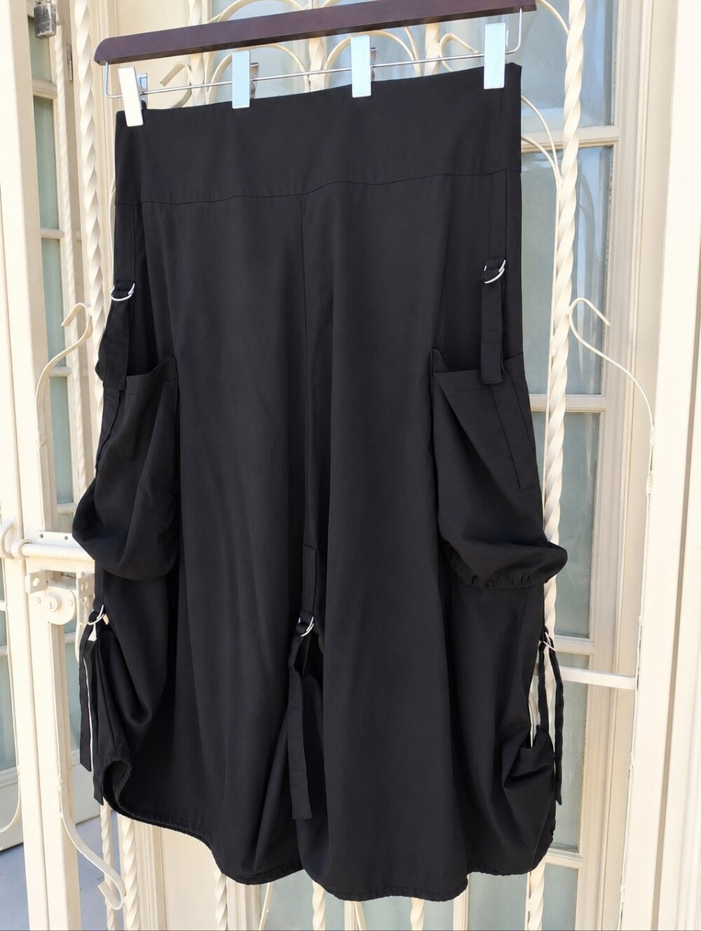 Alison Sheri Black Gothic Utility Skirt D-Ring Pocket Stretch Women Size X-Large - Picture 8 of 16